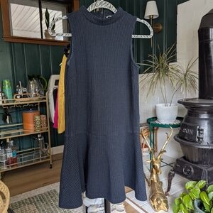 LOFT Navy Sleeveless High Neck Drop Waist Mini Dress - Size Small